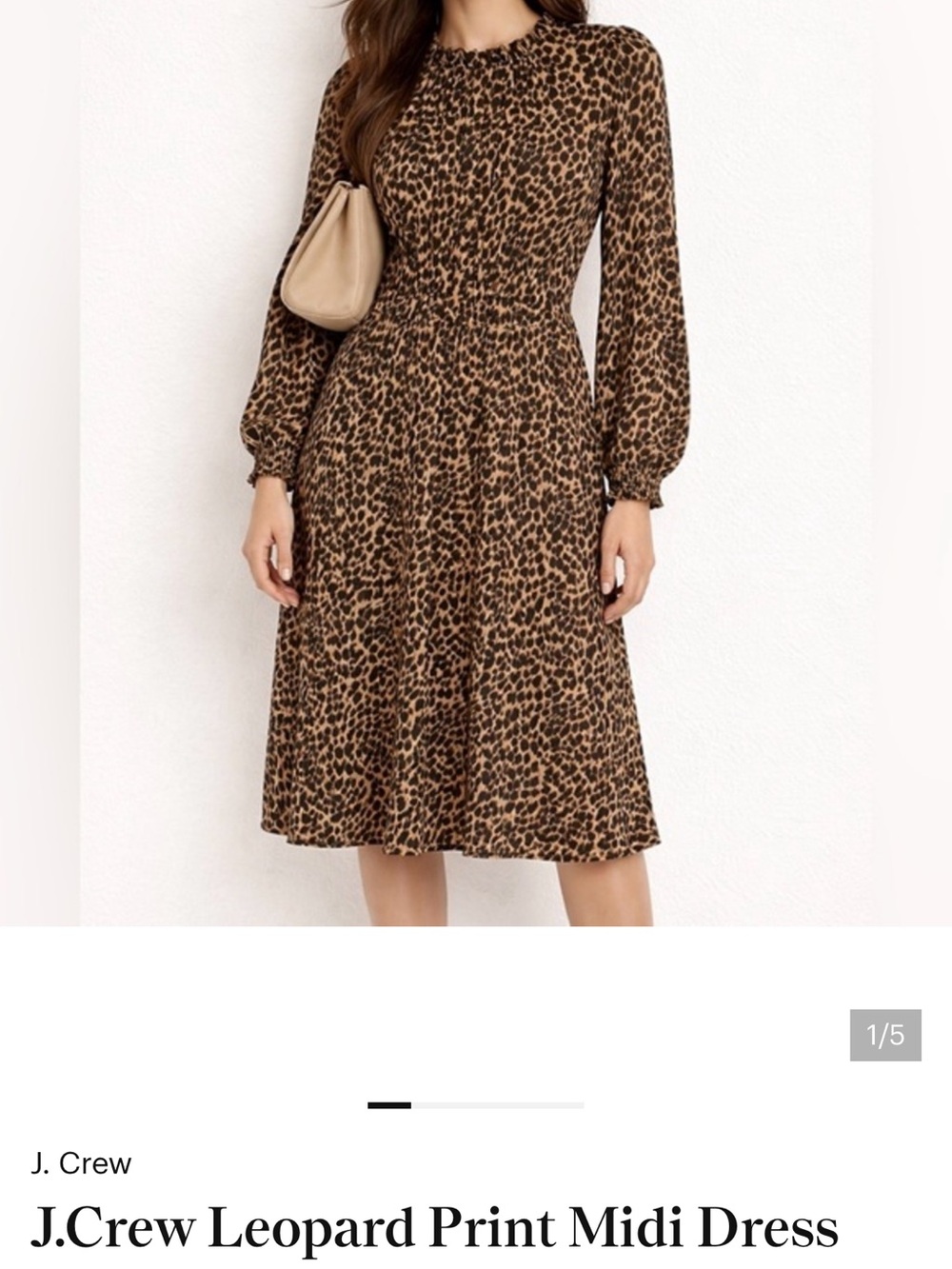 J.Crew Leopard-Print Midi Dress in Brown and Black